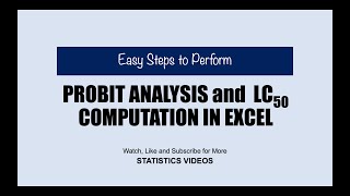 Probit Analysis and LC50 Computation Using Microsoft Excel [upl. by Aihpled]