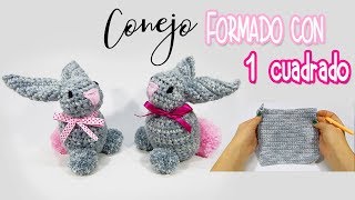 DIY Conejo hecho con 1 CUADRADO Tejido o con tela [upl. by Ttessil]