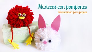 Muñecos con pompones manualidades fáciles para peques [upl. by Kristofor]