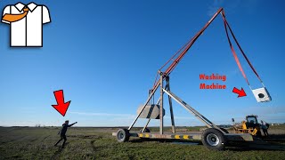 MASSIVE TrebuchetCatapult First Test [upl. by Arrekahs]