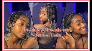 Braids w Beads on Natural Hair  KerriMonet [upl. by Reinold]