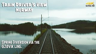 4K CABVIEW Spring diversion on the Bergen Line [upl. by Jair849]