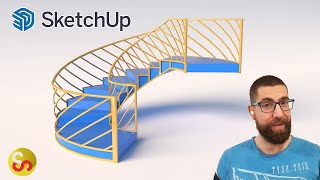 6 Ways to Make Spiral Stairs in Sketchup [upl. by Kimmie403]