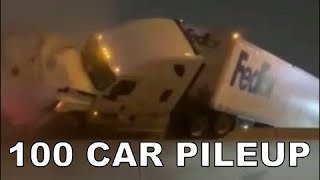 Caught on Camera Tractor Trailer Crash 100Car Pileup  Texas [upl. by Amling6]