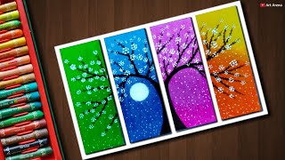 Flower Tree drawing with Oil Pastels  step by step [upl. by Limann]