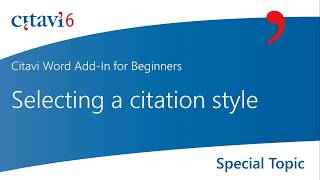 Citavi 6 Word AddIn Selecting a citation style 22 [upl. by Omiseno]