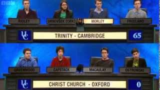 University Challenge S43E3 Trinity Cambridge vs Christ Church Oxford [upl. by Froemming57]