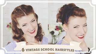 6 Easy Vintage 1950s Back To School Hairstyles CC [upl. by Sabah499]